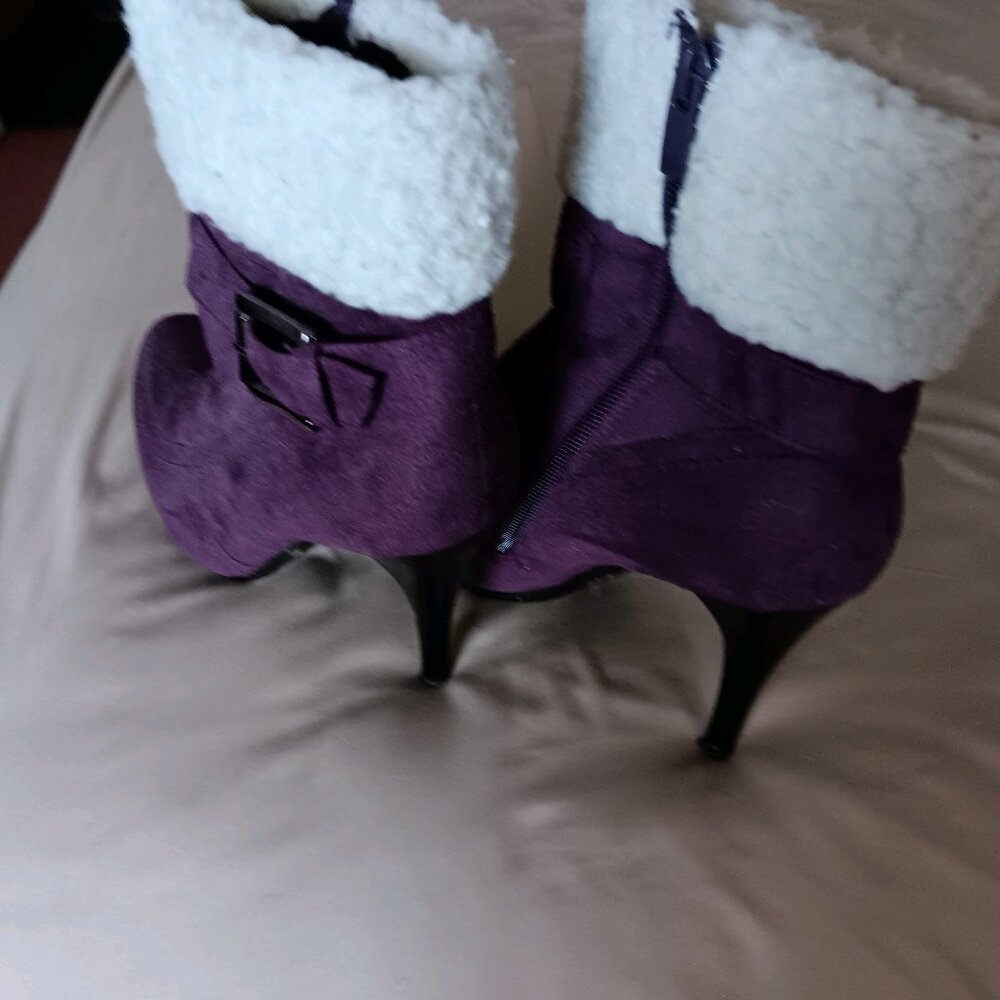 Plum High Heeled Ankle Boots